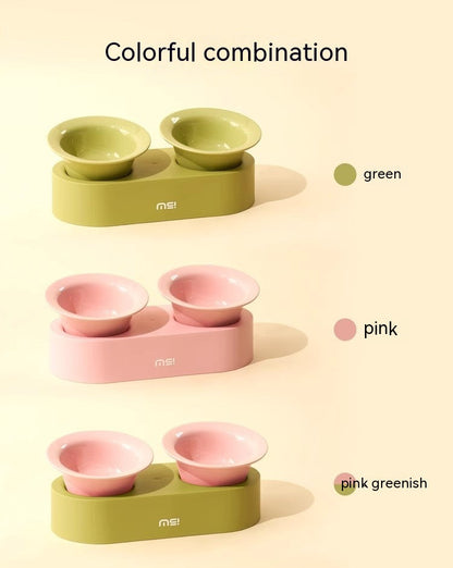 Cat Dog Ceramic Double Bowl
