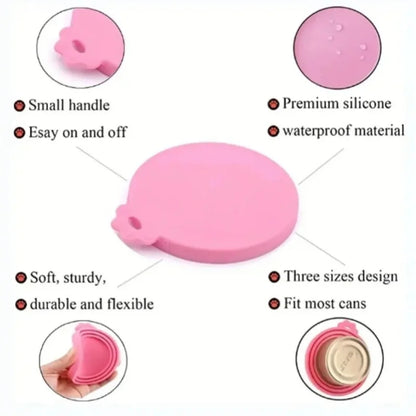 2PCS Reusable Silicone Pet Food Can Cover with Spoon | Airtight Can Lid for Dog and Cat Food Storage